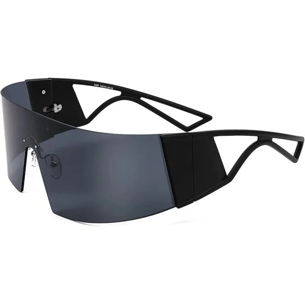 Men Sunglasses Shield Eyewear Sleek Wrap-Around Black Smoke Monolen Sporty Style